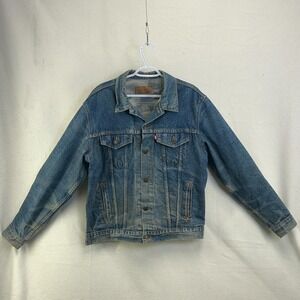 VTG Levi's Denim Jacket Mens 42L Trucker Made USA Type III 71506-0216 Faded 80s